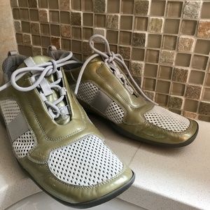 Prada mesh gold trainers size 9.5